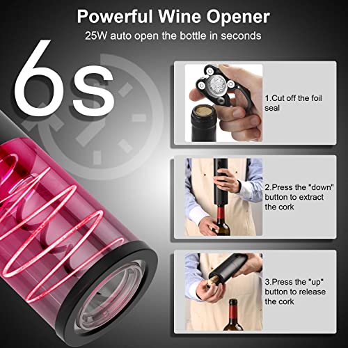 COKUNST Electric Wine Opener, Battery Operated Corkscrews for Wine Bottles with Foil Cutter, Reusable Automatic Wine Opener Accessories for Wine Lovers Gift Home Kitchen Party Bar Wedding