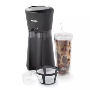 coffee tumbler mr coffee iced coffee maker with reusable tumbler and coffee filter black, 1 count (pack of 1)