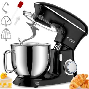 stand mixer cwiim 8.5qt 660w mixers kitchen electric stand mixer 6+p speed stand up mixer with dough hook, flat beater, whisk, splash guard, for dough mixer baking bread cake cookie salad egg (black)