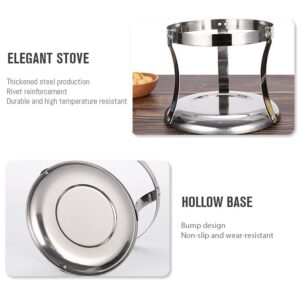 Shabu hot pot Stainless Steel Chafing Dishes hotpot single Mini cooking pot Cookware Non-Magnetic Burner with 2 spoons