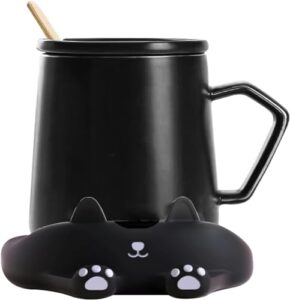 duhel coffee mug warmer, coffee warmer for desk with 3 temp settings, cup warmer for desk auto shut off, cute mug warmer for desk(black)