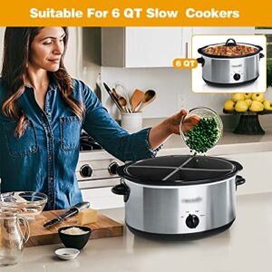 Slow Cooker Divider, Silicone Liner fit 6 QT Crockpot, Makes 4 Flavors & Reusable Crockpot Divider, Dishwasher Safe Fit 6QT (4 Count, Grey)