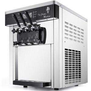 vevor commercial ice cream machine 5.3 to 7.4gal per hour soft serve with led display auto clean 3 flavors perfect for restaurants snack bar