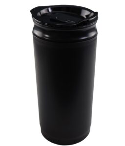 iconikal insulated coffee tumbler with built-in french press - 16 oz black on-the-go coffee maker - brewer and insulated travel mug with closable sip lid