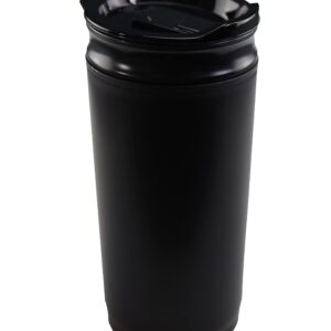 Iconikal Insulated Coffee Tumbler with Built-In French Press - 16 oz Black On-the-Go Coffee Maker - Brewer and Insulated Travel Mug with Closable Sip Lid