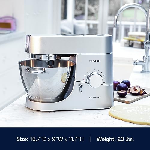 Kenwood Chef Titanium Kitchen Machine, Stainless Steel - 5 qt - Kitchen Mixer - 800W Motor & Electronic Variable Speed Control - Includes Dishwasher-Safe Work Bowl & Three Mixing Tools