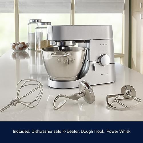 Kenwood Chef Titanium Kitchen Machine, Stainless Steel - 5 qt - Kitchen Mixer - 800W Motor & Electronic Variable Speed Control - Includes Dishwasher-Safe Work Bowl & Three Mixing Tools