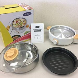 Sonya High End Multi-Functional Non Stick 3 L Electric Shabu shabu Hot Pot 4-in-1 Super Cooker, Bonus BBQ Grill Pan SYHP-2B