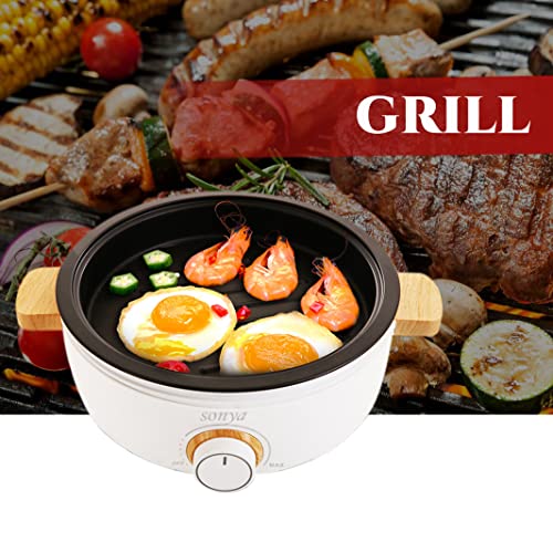 Sonya High End Multi-Functional Non Stick 3 L Electric Shabu shabu Hot Pot 4-in-1 Super Cooker, Bonus BBQ Grill Pan SYHP-2B