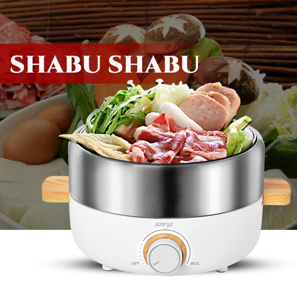 Sonya High End Multi-Functional Non Stick 3 L Electric Shabu shabu Hot Pot 4-in-1 Super Cooker, Bonus BBQ Grill Pan SYHP-2B