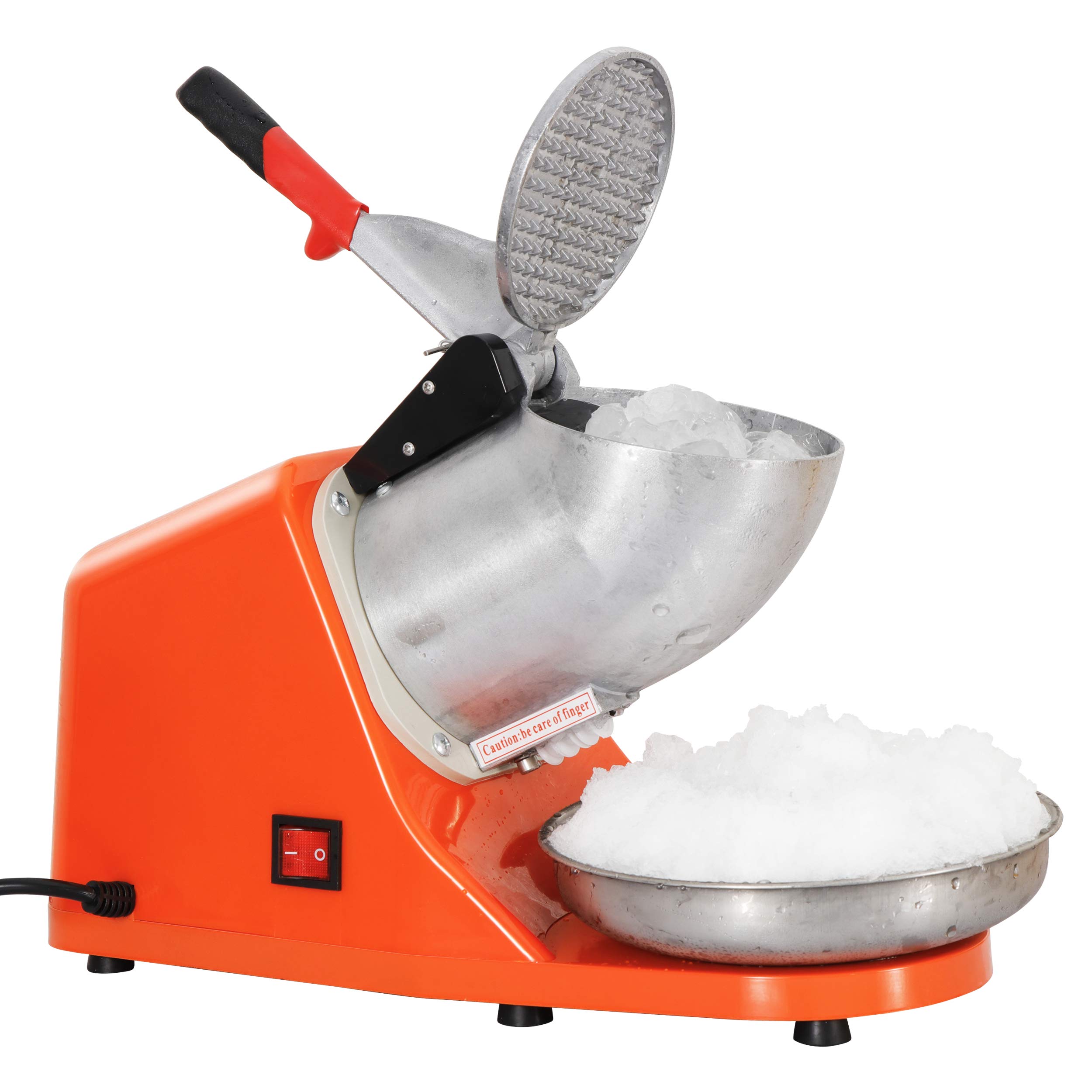 F2C Electric Ice Crusher Shaver Snow Cone Maker with Dual Stainless Steel Blades 300W 145 lbs/hr for Home and Commercial Use (Orange)