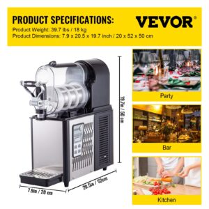 VEVOR Commercial Slushy Machine, 3L/0.8 Gallons Food-Grade PC Tank, 290W 110V, Stainless Steel Smoothie Frozen Drink Maker, Slushie Machine for Supermarkets Cafes Restaurants Bars, Black