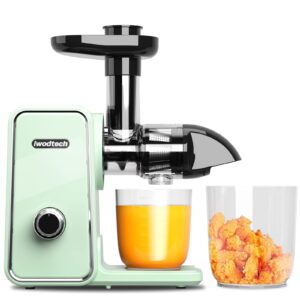 iwodtech juicer machine, cold press juicer with 2 speed modes, slow masticating juicer vegetable and fruit, celery juicer, bpa-free, easy to clean, matcha green