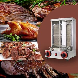 Li Bai Shawarma Machine Kebab Grill Gas Vertical Broiler Gyro Meat Rotisserie with 2 Burner for Restaurant Home Garden（Registered Design Patent）