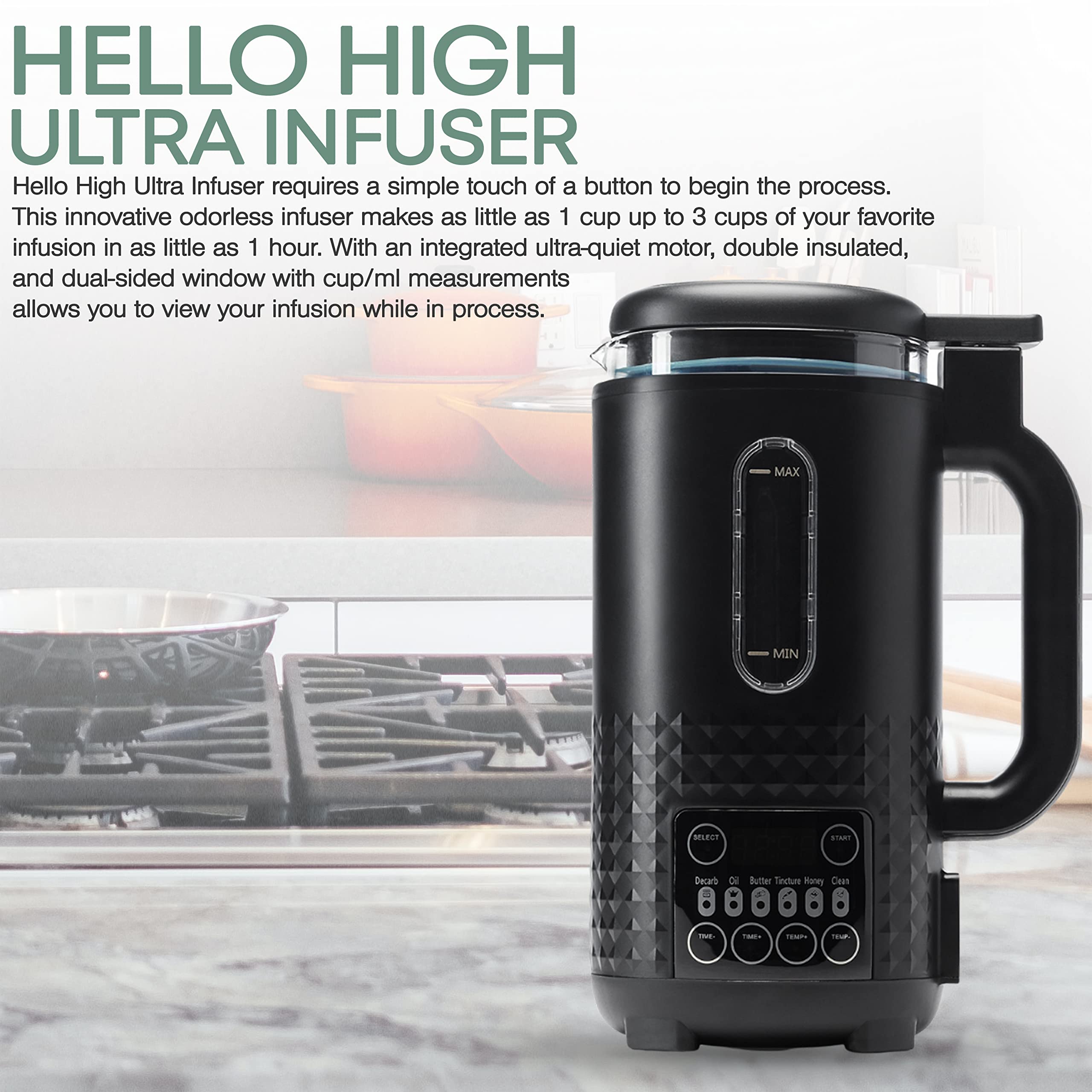 Hello High - Ultra Infuser - All in One Decarboxylator, Butter Maker and Oil Infuser Machine, Best for All Types of Herbal Infusions, Can Easily Infuse 1-3 Cups, Available with 4 Stick Butter Mold