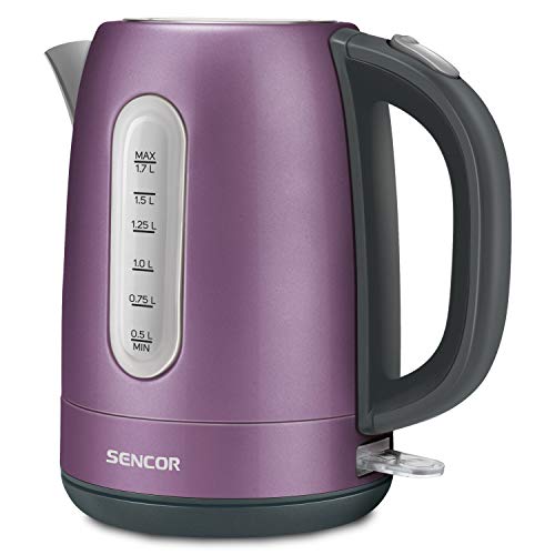 Sencor SWK1773VT 1.7L Stainless Steel 1500w Fast Boil Electric Tea Kettle & Pour Over Coffee Kettle with Lid Safety Lock, Violet