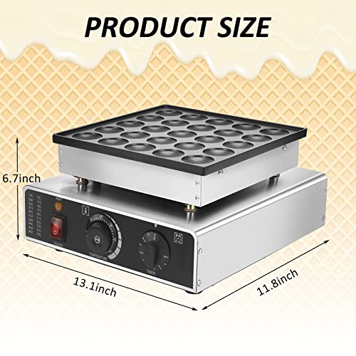 Panghuhu88 25Pcs Mini Dutch Pancake Maker, 950W Electric Non-stick Muffin Maker Machine, Poffertje Maker Dorayaki Pancake Maker Machine for Bakery Home and Kitchen Restaurant Snack Bar (US Plug 110V)