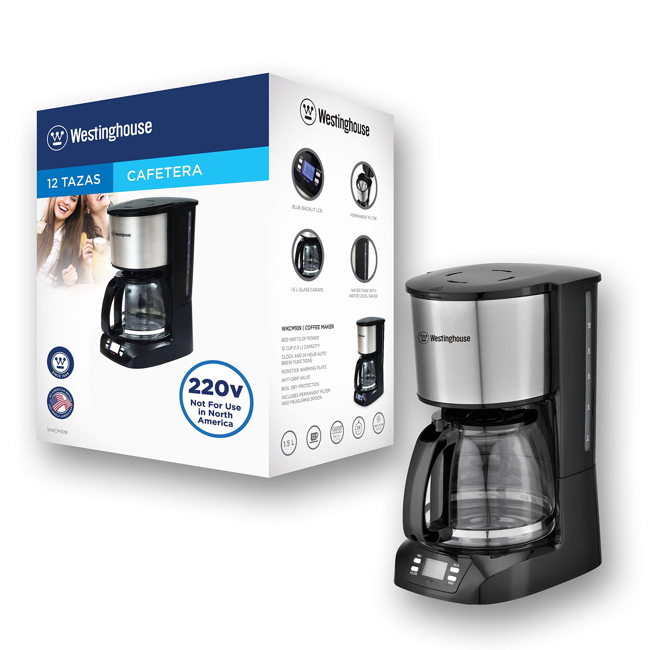 Westinghouse 220 volts coffee maker 220v 240 volt Digital Programmable Coffee Machine Permanent Filter & Hot Plate (NOT FOR USE IN USA)