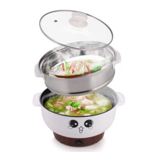 mingpinhuius 4-in-1 multifunction electric cooker skillet wok electric hot pot for cook rice fried noodles stew soup steamed fish boiled egg small non-stick with lid (3.6l, without steamer)