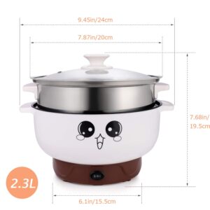 MINGPINHUIUS 4-in-1 Multifunction Electric Cooker Skillet Wok Electric Hot Pot For Cook Rice Fried Noodles Stew Soup Steamed Fish Boiled Egg Small Non-stick with Lid (3.6L, without Steamer)