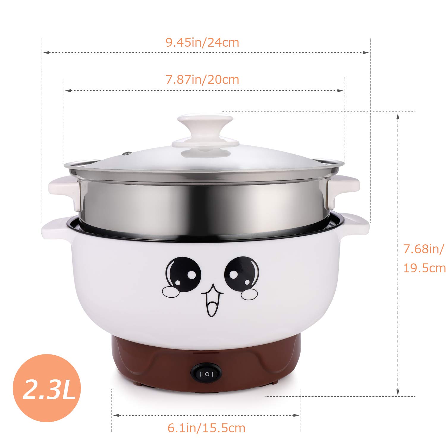 MINGPINHUIUS 4-in-1 Multifunction Electric Cooker Skillet Wok Electric Hot Pot For Cook Rice Fried Noodles Stew Soup Steamed Fish Boiled Egg Small Non-stick with Lid (3.6L, without Steamer)