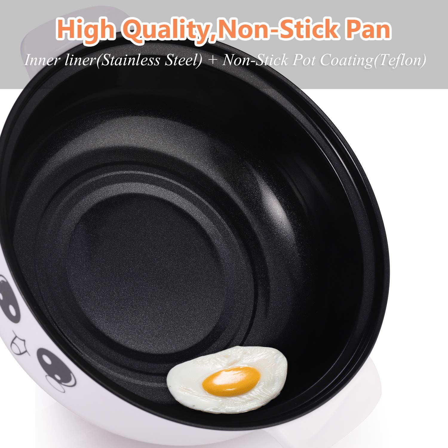 MINGPINHUIUS 4-in-1 Multifunction Electric Cooker Skillet Wok Electric Hot Pot For Cook Rice Fried Noodles Stew Soup Steamed Fish Boiled Egg Small Non-stick with Lid (3.6L, without Steamer)