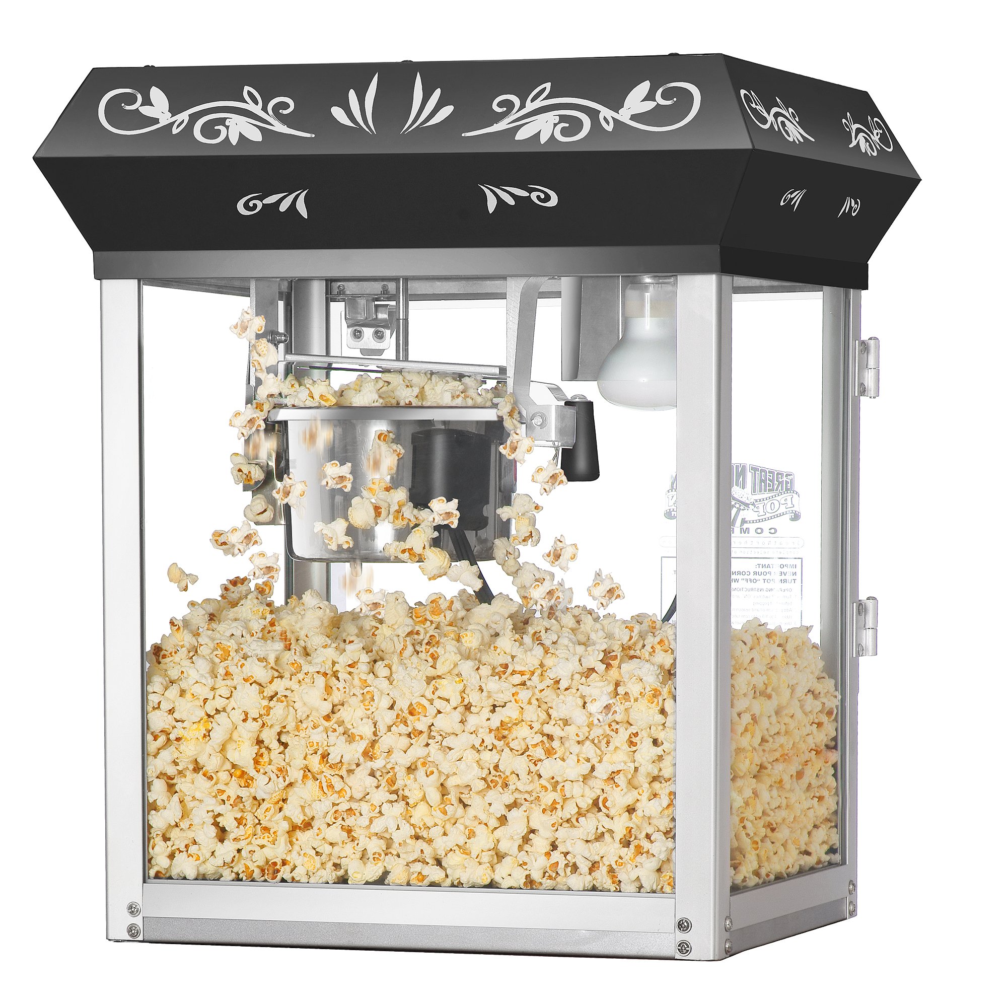 Great Northern Popcorn Black 6 oz. Ounce Foundation Old-Fashioned Movie Theater Style Popcorn Popper