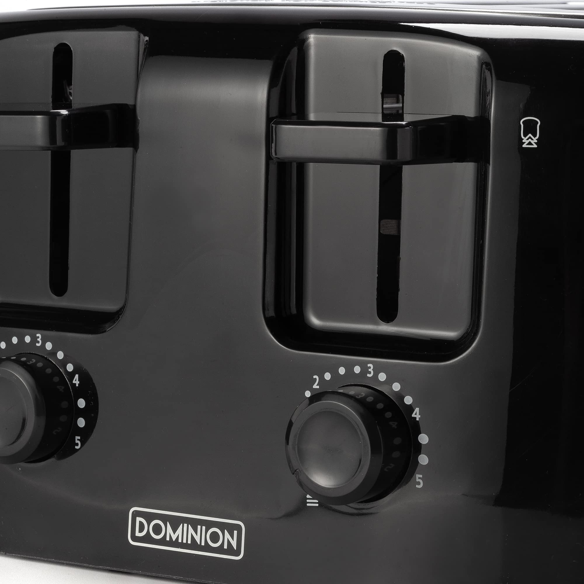 Dominion 4-Slice Toaster with Shade Control, Slide-Out Crumb Tray, Auto-Shutoff Cord Storage & Cool Wall, Toast Lift, Black