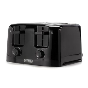 Dominion 4-Slice Toaster with Shade Control, Slide-Out Crumb Tray, Auto-Shutoff Cord Storage & Cool Wall, Toast Lift, Black