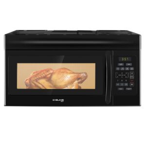 30 inch over-the-range microwave oven, gasland chef otr1603b over the stove microwave oven with 1.6 cu. ft. capacity, 1000 watts, 300 cfm in black, 13" glass turntable, 120v, easy clean