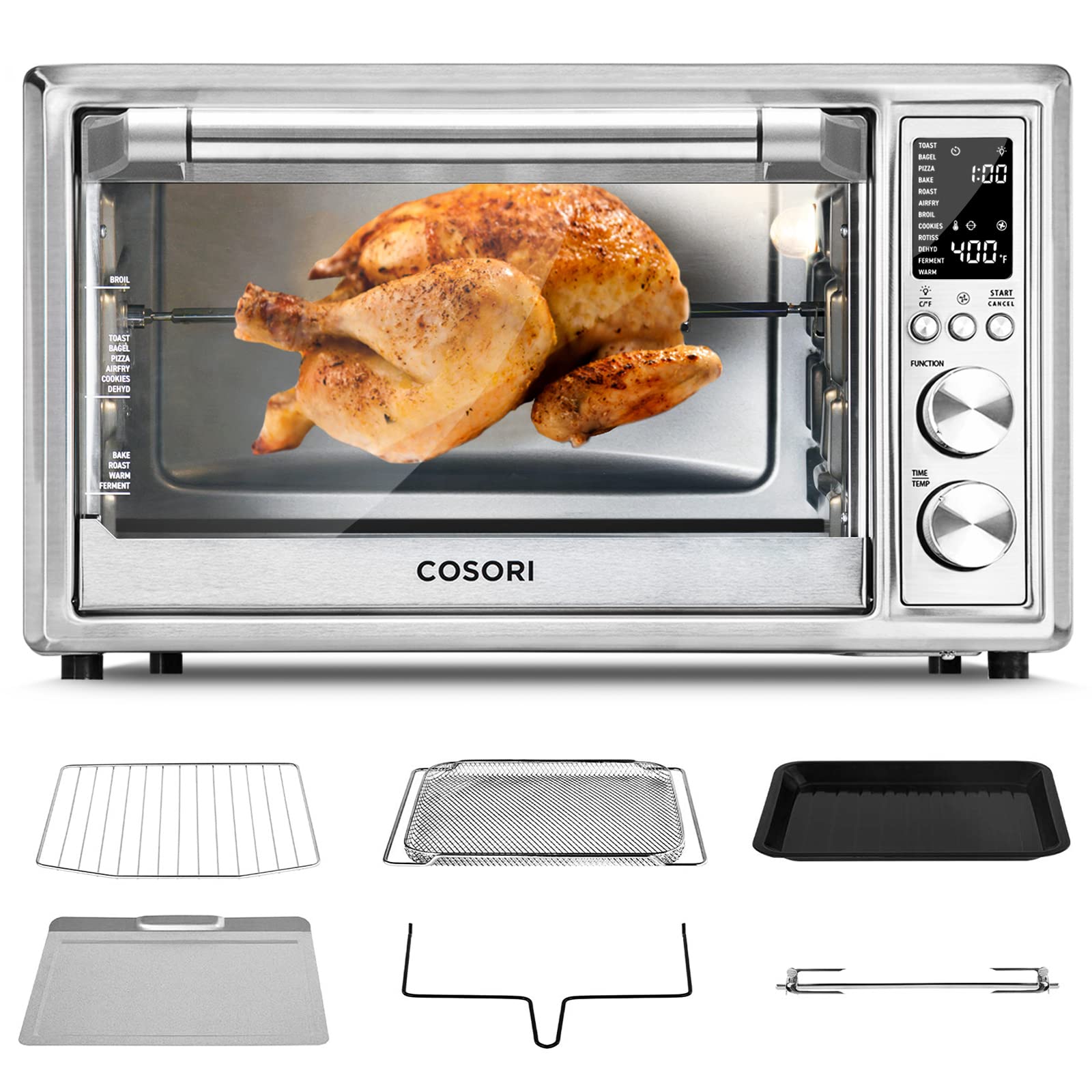 COSORI Air Fryer Toaster Oven Accessory Rotisserie ForksC130-RS, BPA Free Steel Made and Chrome Plating, 30L, Black