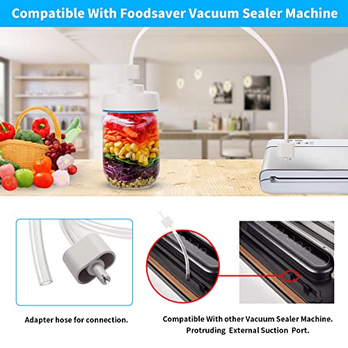 LIIGEMI Mason Jar Vacuum Sealer and Accessory Hose Compatible for FoodSaver Vacuum Sealer, Vacuum Sealing Kit for Wide-Mouth and Regular-Mouth Mason Jars,Canning Jar Sealer