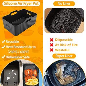 Air Fryer Silicone Pot, Moleath 2Pcs Rectangular Air Fryer Liners Reusable Silicone Air Fryer Basket Insert for Ninja Foodi Dual DZ201 DZ401 DZ090 DZ550 6-10QT and Instant Pot 8QT Dual Air Fryers