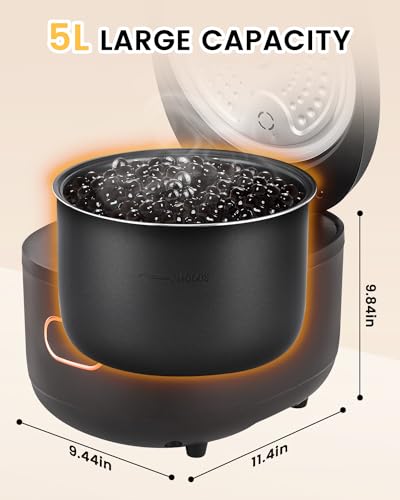 YJINGRUI Boba Cooker Boba Pot 5L Automatic Pearl Tapioca Cooker for Boba Tea & Bubble Tea & Milk Tea Touchscreen 110V