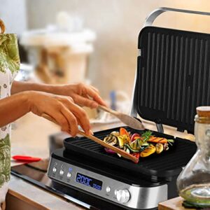 Artestia 6 IN 1 Indoor Grill, Panini Press Sandwich Maker with Independant Temperature Control Electric Grill Indoor Smokeless Panini Grill, Dishwasher Safe Reversible Plates, 1600W, PFAS-Free