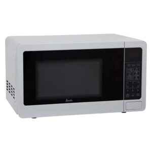 avanti mt7v0w microwave oven 700-watts compact with 6 pre cooking settings, speed defrost, electronic control panel and glass turntable, white
