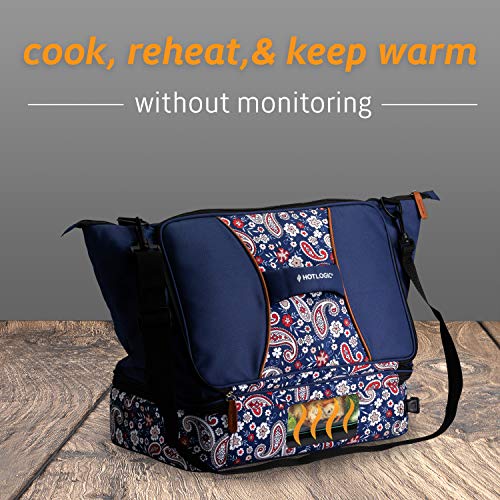 HotLogic 16801170-BPSL Food Warming Tote Casserole Carrier Plus 120V, Blue Paisley