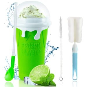 slushy cup maker,large slushie maker cup 500ml,double layers silicone slushie cup maker squeeze cup,quick frozen magic slushy maker cup,diy slush cup,cool stuff gifts for kids and family - green