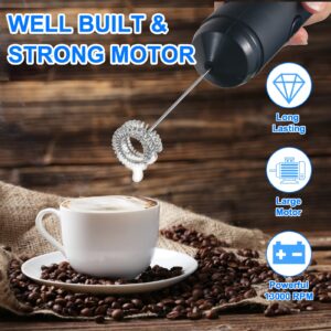 Milk Frother, Maker for Coffee, Latte, Cappuccino, Hot Chocolate, Durable Mini Drink Mixer With Stainless Steel, Black