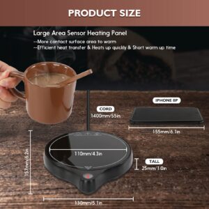 200W Coffee Mug Warmer for Desk (Up to 212 ℉) with Pressure-Induced Auto On/Off, 5 Temperature Levels, Coffee Cup Warmer for Heating Coffee, Milk, Tea, Hot Chocolate, etc.(No Cup)(Black, RD01)