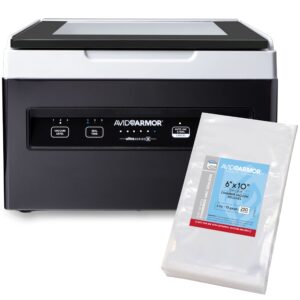avid armor chamber vacuum sealer usvx machine and vacuum pouches 6x10" in 250 pack