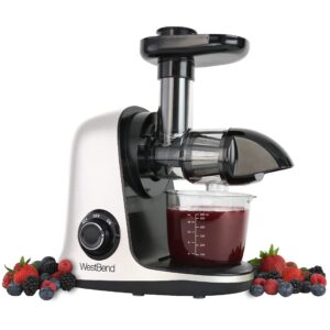 West Bend Juicer Cold Press Masticating For Juicing Fruits Vegetables and Greens, 150-Watts, White (Renewed Premium)