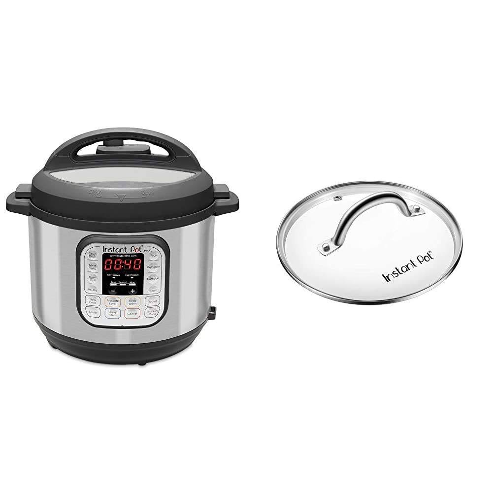 Instant Pot Duo 7-in-1 Electric Pressure Cooker, Sterilizer, Slow Cooker, Rice Cooker, Steamer, Saute, Yogurt Maker, and Warmer, 8 Quart, 14 One-Touch Programs & 8 Quart Glass Lid