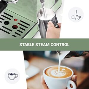 Laekerrt Espresso Machine 20 Bar Espresso Maker CMEP02 with Milk Frother Steam Wand, Retro Home Expresso Coffee Machine for Cappuccino and Latte (Green) Gift for Coffee Lovers, Mom, Friend, Family