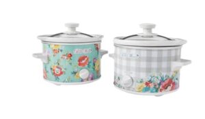 the bake shop pioneer woman small 1.5 quart slow cooker 2 pack set sweet romance floral and gingham, multi