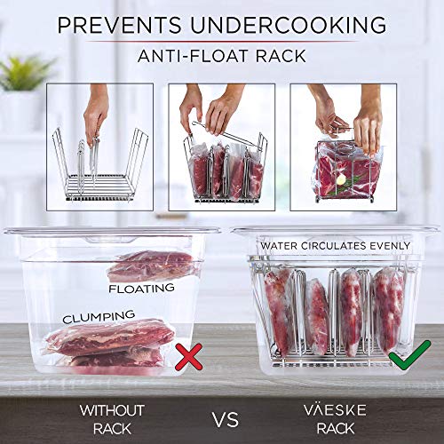 Väeske Sous Vide Container with Lid | Fits Most Sous Vide Cookers | Sous Vide Accessories (12 Quarts, Rack)