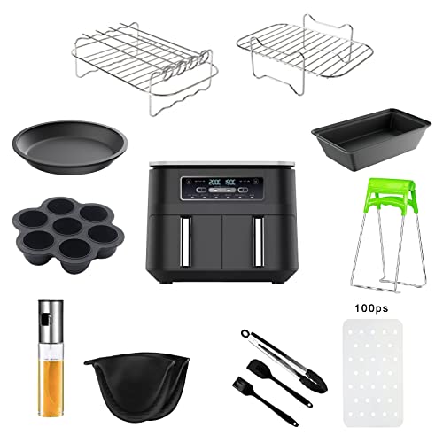RichHomie Dual Zone Air Fryer Accessories for Ninja, 12 Pcs Dual Air Fryer Accessories Set Suitable for Ninja Dual Air Fryer DZ201 8 Quart or Larger Dual Air Fryers Oven