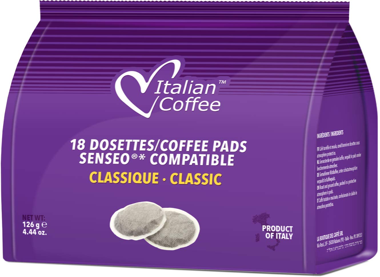 Italian Coffee For Espresso Lovers Italian Coffee pads compatible with Senseo machines (Classic, 54 pads)