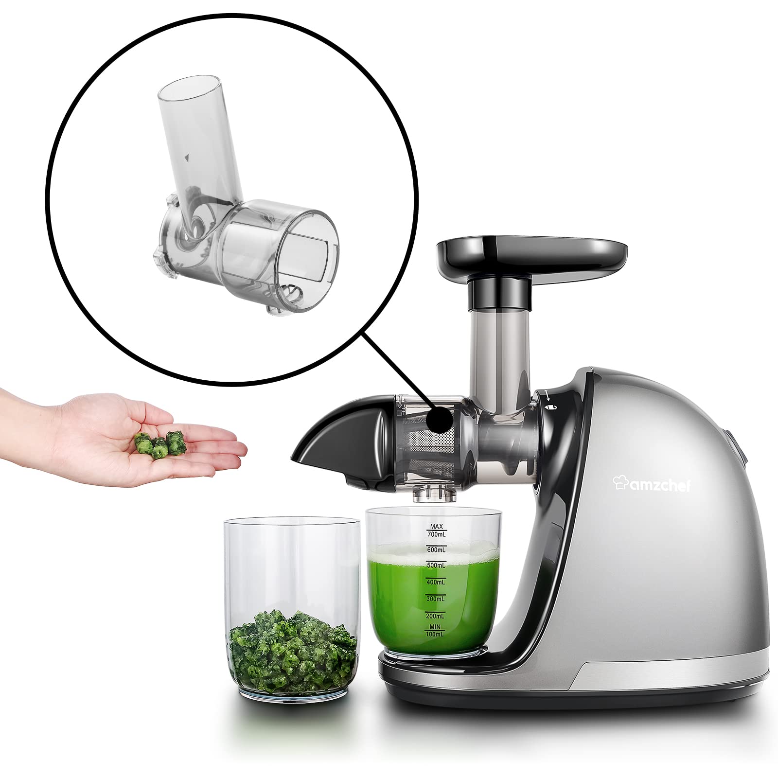 AMZCHEF Masticating Juicer Attachments,Slow Juicer Accessories for AMZCHEF, Compatible with 1501 and 3001,Cold Pressed Juicer Parts,High Juice Yield Great for Fruits and Vegetables