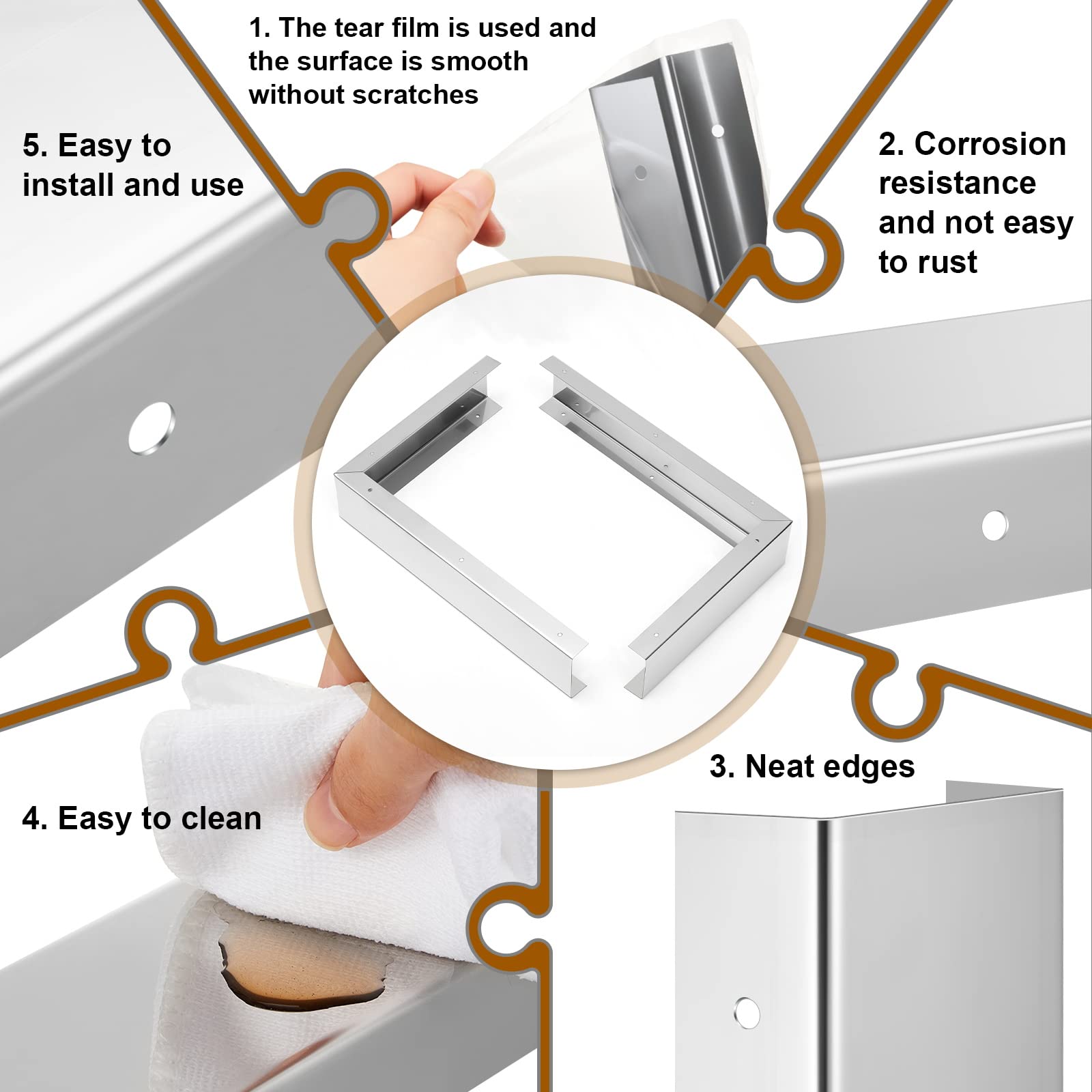 2 Pieces Stainless Steel Microwave Trim Kit Microwave Side Panel Kit for Kitchen Countertop Oven with Screws